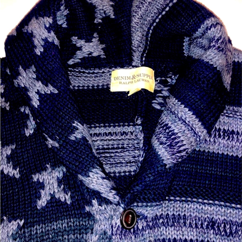 Ralph Lauren Blue and Gray Cardigan Sweater